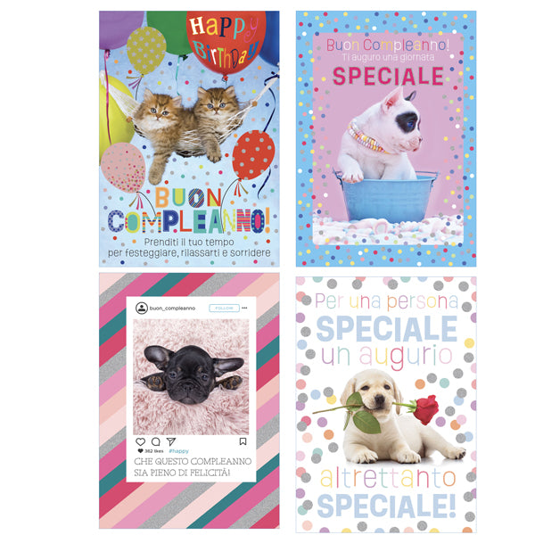 REX SADOCH - BA00031G - Biglietto Cani e Gatti fotografici - fantasie assortite - Rex Sadoch - 104155 - Conf. da 12 Pz.