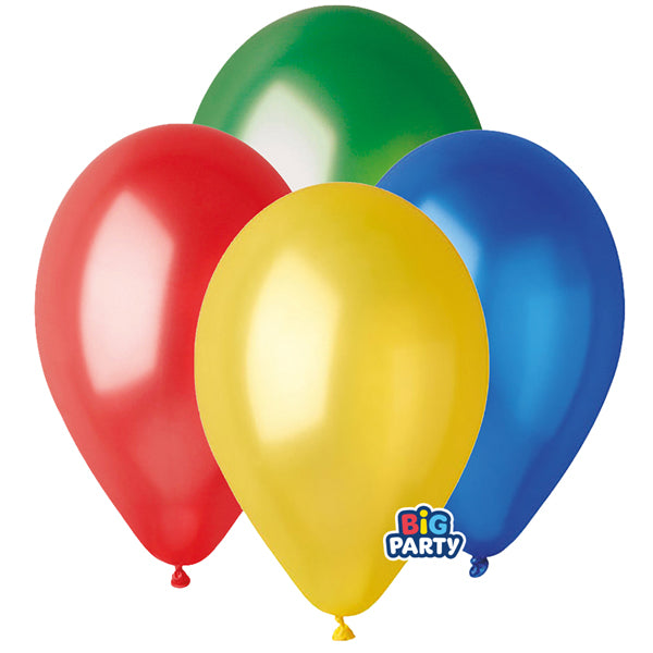 BIG PARTY - 71129 - Palloncino - diametro 26 cm - lattice - metal colori assortiti - conf. 12 pezzi - 104179 - Conf. da 1 Pz.