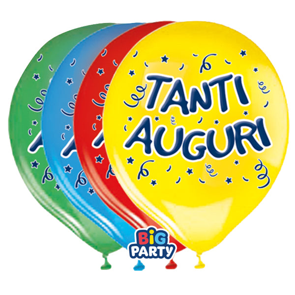 BIG PARTY - 71151 - Palloncino - diametro 30 cm - lattice - Tanti auguri - conf. 8 pezzi - 104196 - Conf. da 1 Pz.