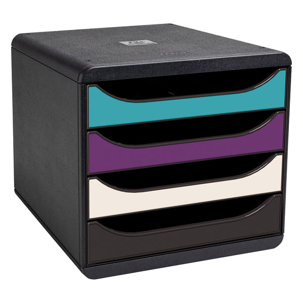 EXACOMPTA - 310101D - Cassettiera Big Box 4 -linea Titane - 34,7 x27,8 x 26,7 cm - 4 cassetti - colori assortiti - Exacompta - 104296 - Conf. da 1 Pz.