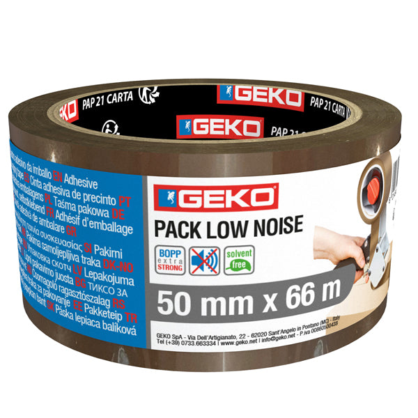 Geko - 8180200012 - Nastro adesivo - 5 cm x 66 m - PP - silenzioso - avana - Geko - 104898 - Conf. da 1 Pz.