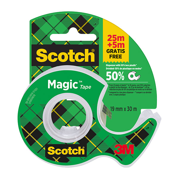 SCOTCH - 7100307981 - Nastro adesivo in chiocciola Magic 810 - 19 mm x 25m + 5m gratis - acrilico - trasparente - Scotch - 105285 - Conf. da 1 Pz.