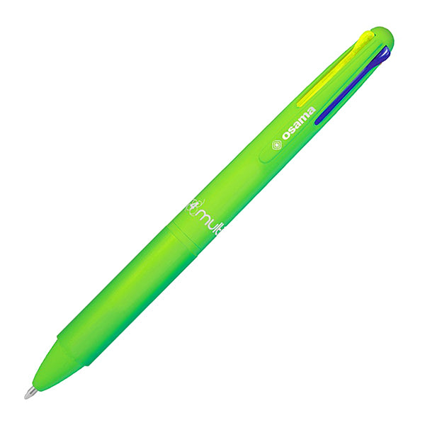 OSAMA - OW 84045603 - Penna a sfera 4 Multi Chrome - punta 1,00 mm - 4 colori - verde neon - Osama - 105485 - Conf. da 12 Pz.
