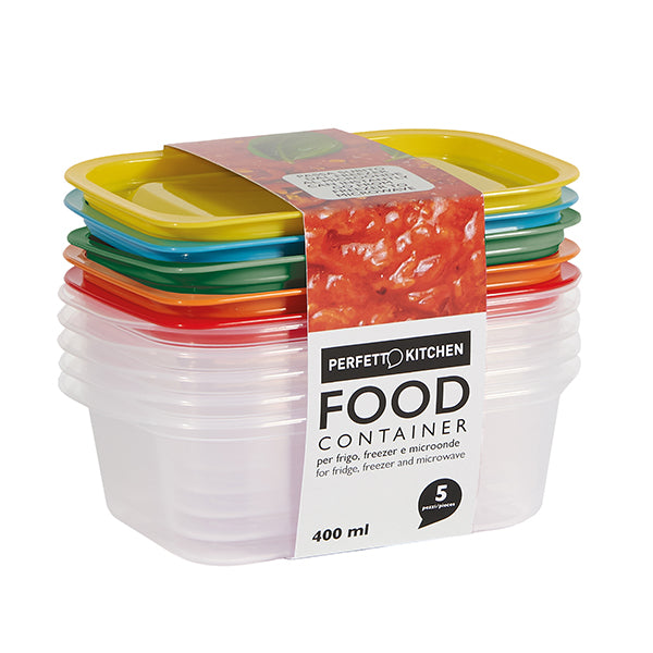 PERFETTO - 29310 - Contenitori alimenti – 164 x 111 x 51 mm – 400 ml - PP - Perfetto – conf. 5 pezzi - 105639 - Conf. da 1 Pz.