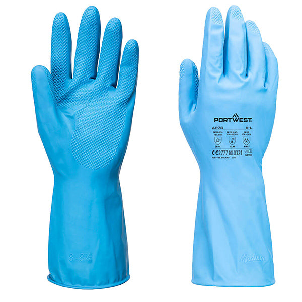 Portwest - AP76BLUM - Guanti per alimenti protezione chimica B - M - lattice - leggeri - azzurro - Portwest - conf. 12 pezzi - 105676 - Conf. da 1 Pz.