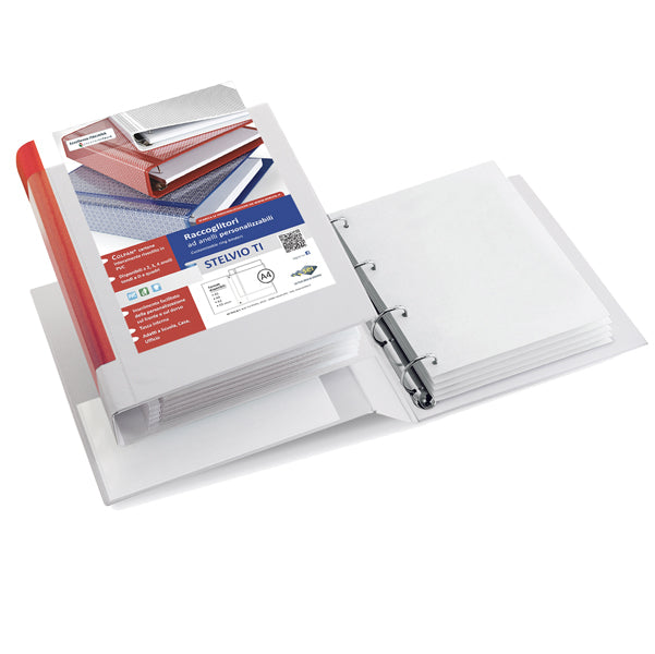 SEI ROTA - 36404601 - Raccoglitore personalizzabile Stelvio TI - 22 x 30 cm - 4 anelli a D 40 mm - dorso 5,5 cm - bianco - Sei Rota - 25498 - Conf. da 1 Pz.