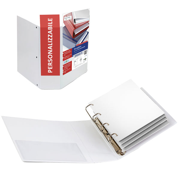 SEI ROTA - 36654101 - Raccoglitore personalizzabile Stelvio TI - 22 x 30 cm - 4 anelli a Q 65 mm - dorso 9 cm - bianco - Sei Rota - 25502 - Conf. da 1 Pz.