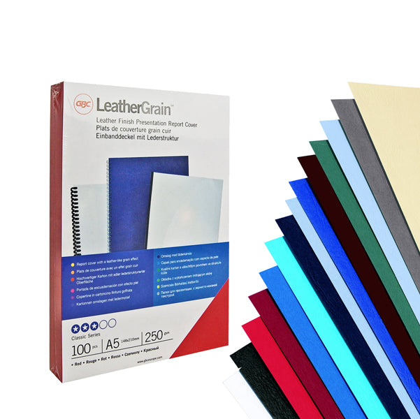 GBC - CE040029 - Copertine LeatherGrain - A4 - 250 gr - blu scuro - GBC - conf. 100 pezzi - 26994 - Conf. da 1 Pz.