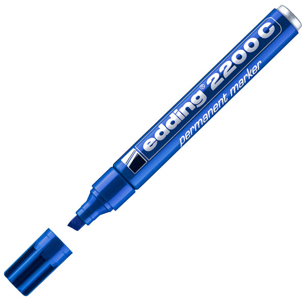 EDDING - E-2200C 003 - Marcatore permanente 2200C - punta a scalpello - da 1 a 5 mm - blu - Edding - 27471 - Conf. da 10 Pz.