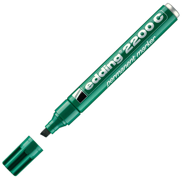 EDDING - E-2200C 004 - Marcatore permanente 2200C - punta a scalpello - da 1 a 5 mm - verde - Edding - 27472 - Conf. da 10 Pz.