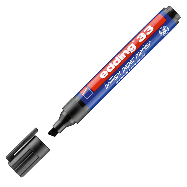 EDDING - E-33 001 - Marcatore permanente 33 - punta scalpello - da 1 a 5 mm - nero - Edding - 27507 - Conf. da 1 Pz.