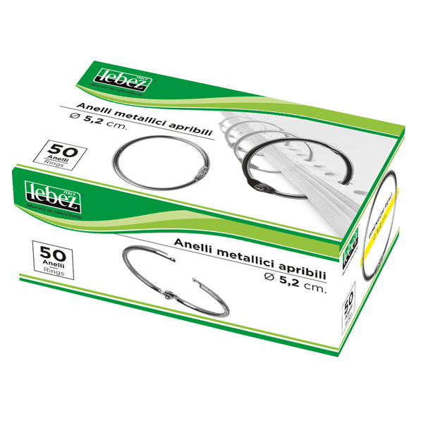 LEBEZ - 455 - Anelli metallici - 5,2 cm - per rilegatura - Lebez - conf. 50 pezzi - 36527 - Conf. da 1 Pz.