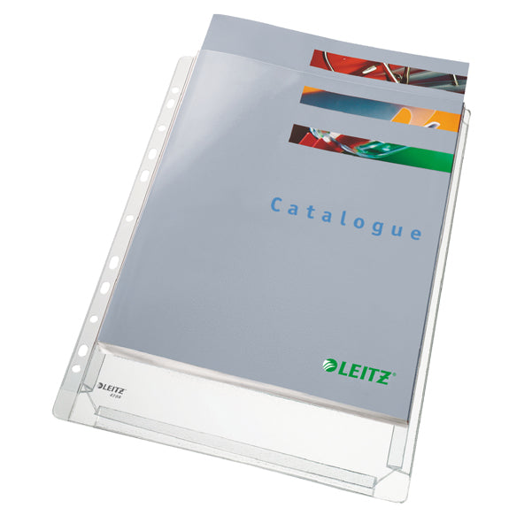 LEITZ - 47561003 - Buste forate con soffietto - 22 x 30 cm - PVC - trasparente - Leitz - conf. 10 pezzi - 45792 - Conf. da 1 Pz.