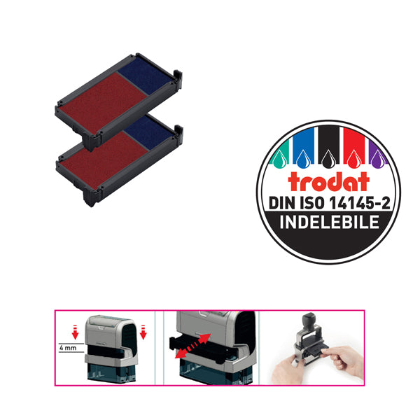 TRODAT - 83541. - Blister da 2 tamponi 6-4912-2 blu-rosso trodat - 48083 - Conf. da 1 Pz.