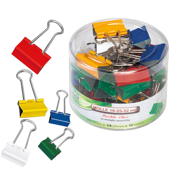 LEBEZ - 566 - Molle Double Clips - misure e colori assortiti - metallo - Lebez - conf. 60 pezzi - 49753 - Conf. da 1 Pz.
