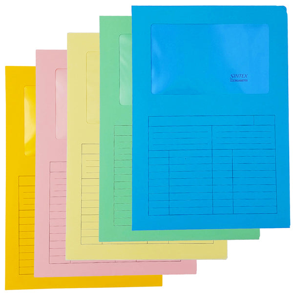 BLASETTI - 576 - Cartellina a L con finestra Sintex - 120 gr - A4 - mix 5 colori - Blasetti - conf. 20 pezzi - 56630 - Conf. da 1 Pz.