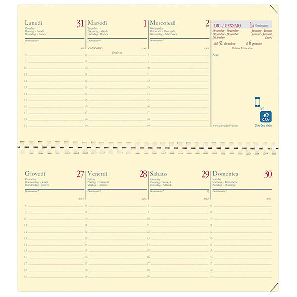 QUOVADIS - 422088Q - Agenda settimanale Planital 2027 - c-spirale - copertina Impala - 8,8 x 17 cm - nero - Quo Vadis - 69965 - Conf. da 1 Pz.