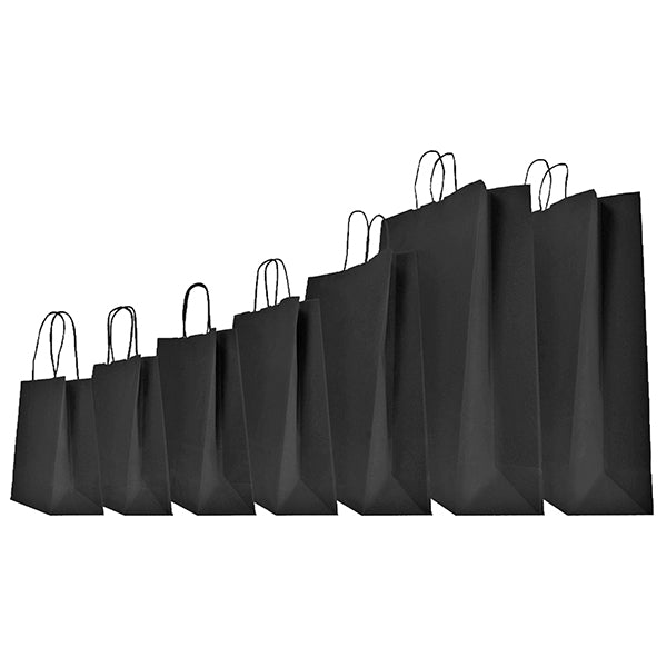 Mainetti Bags - 096488 - Shopper Twisted - maniglie cordino - 14 x 9 x 20 cm - carta kraft - nero - Mainetti Bags - conf. 25 pezzi - 82245 - Conf. da 1 Pz.