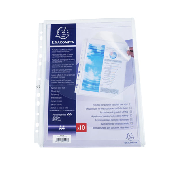 EXACOMPTA - 5503E - Busta forata 5503E - c-soffietto e patella - liscia - A4 - PPL - Exacompta - 87386 - Conf. da 5 Pz.