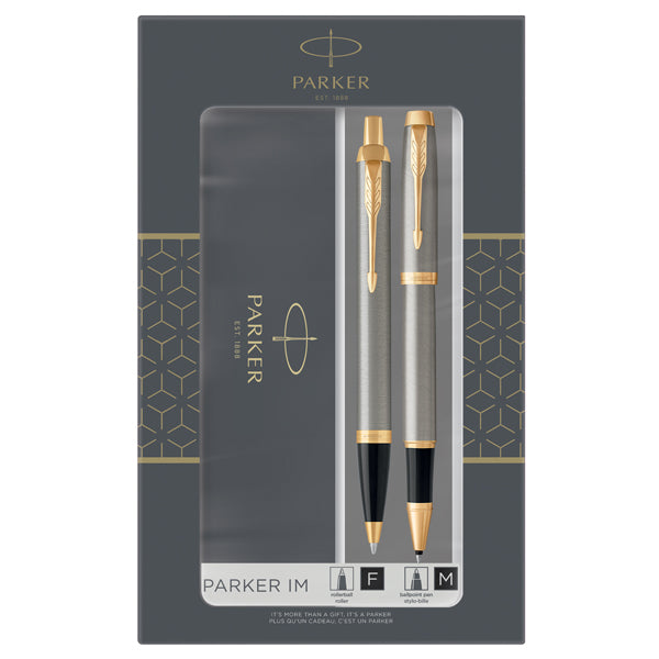 PARKER - 2093217 - Gift Set Sfera M + roller a sfera IM Brushed metal GT - Parker - 88268 - Conf. da 1 Pz.