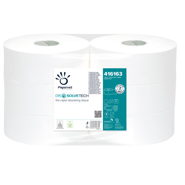 PAPERNET - 416163 - Carta igienica Maxi Jumbo - 8,9 cm x 500 mt - diametro 25 cm - goffratura micro - 26 gr - Papernet - 89382 - Conf. da 6 Pz.