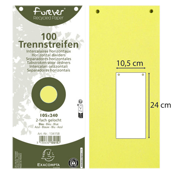 EXACOMPTA - 13425B - Divisori orizzontali - cartoncino riciclato - 10,5 x 24 cm - giallo - Exacompta - conf. 100 pezzi - 90288 - Conf. da 1 Pz.