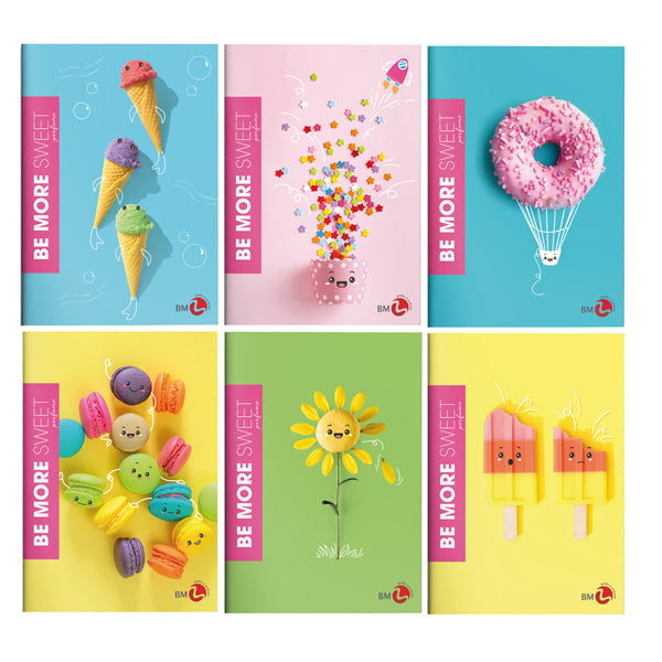 BM - 0122272 - Maxiquaderno Be More Sweet - A4 - 36+2 fogli - 100gr - 1 rigo c-margine - BM - 92585 - Conf. da 10 Pz.
