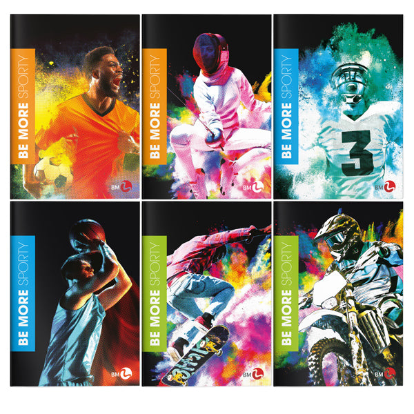 BM - 0122398 - Maxiquaderno Be More Sporty - A4 - 36+2 fogli - 100gr - rigo di 3a - BM - 92596 - Conf. da 10 Pz.