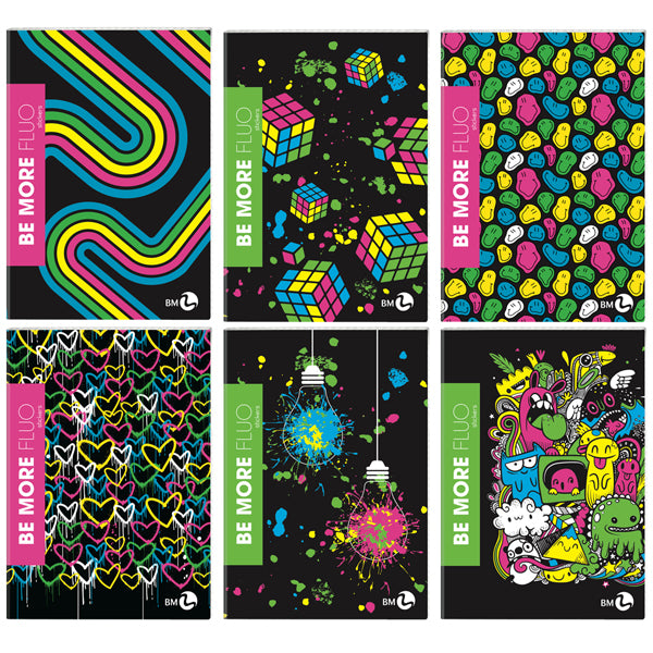 BM - 0122550 - Maxiquaderno Be more Fluo - A4 - 5mm c-margine - 36+2 fogli - 100gr - BM - 93857 - Conf. da 10 Pz.