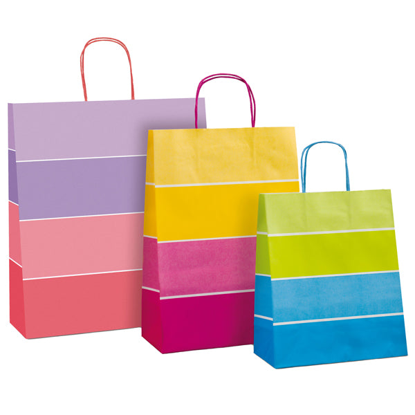 REX SADOCH - SDF16BICOL - Shopper bicolor - con manici - carta ritorta - 16 x 8 x 21 cm - colori assortiti - Rex Sadoch - 94707 - Conf. da 25 Pz.