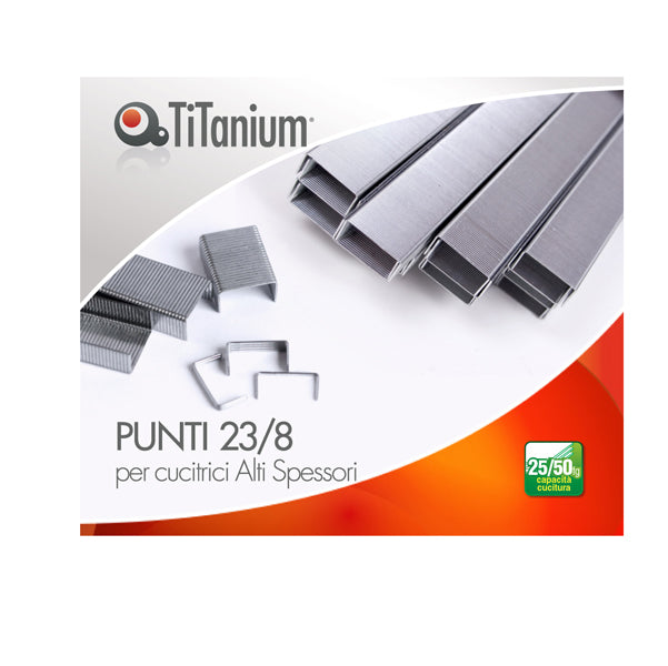 TITANIUM - D1431 - Punti metallici - 23-8 - TiTanium - conf. 1000 pezzi - 95259 - Conf. da 20 Pz.