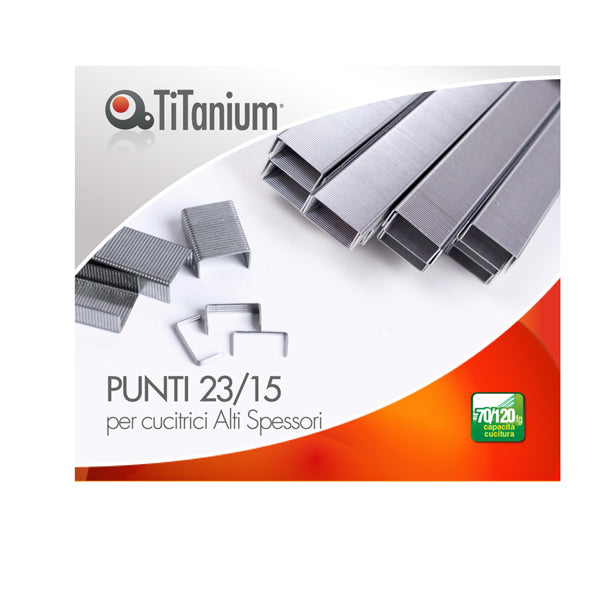 TITANIUM - D1434 - Punti metallici 23-15 - TiTanium - conf. 1000 pezzi - 95262 - Conf. da 10 Pz.