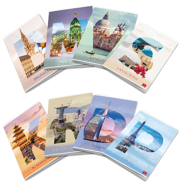 PIGNA - 02325940B - Maxiquaderno Dream Cities - A4 - rigo di 3a - 42 fogli - 80 gr - Pigna - 97567 - Conf. da 10 Pz.