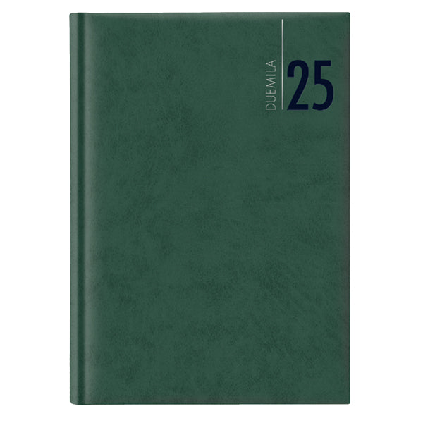 No Brand - 9101XMT04 - Agenda giornaliera 2025 - copertina in carta imbottita - 14,5 x 20,5 cm - verde - 98524 - Conf. da 1 Pz.
