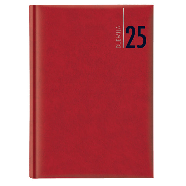 No Brand - 9101XMT08 - Agenda giornaliera 2025 - copertina in carta imbottita - 14,5 x 20,5 cm - rosso - 98525 - Conf. da 1 Pz.