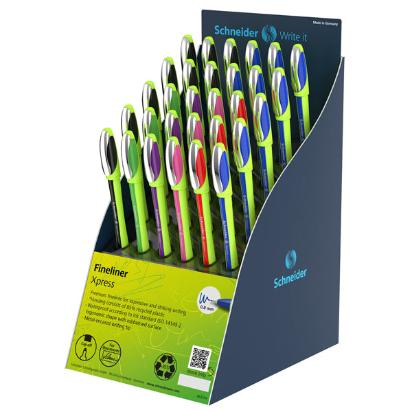 SCHNEIDER - P304862 - Fineliner premium Xpress 08 - colori assortiti - Schneider - expo 30 pezzi - 98787 - Conf. da 1 Pz.