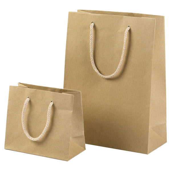 PNP - UY508HNN08RNN - Shopper - maniglie cordino cotone - 27 x 37 + 12 cm - 160 gr - carta kraft - avana - PNP - conf. 12 pezzi - 99296 - Conf. da 1 Pz.