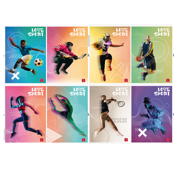 PIGNA - 02330161R - Maxiquaderno Love Sport - A4 - 1 rigo - 42 fogli - 80 gr - Pigna - 99877 - Conf. da 10 Pz.