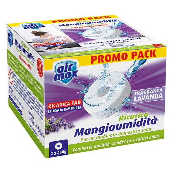 AIR MAX - D0091 - Ricarica tab MangiaumiditA' - lavanda - 2 x 450 gr - Air Max - conf. 2 pezzi - 99994 - Conf. da 1 Pz.