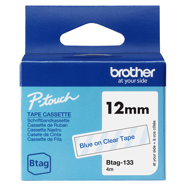 BROTHER - BTAG133 - Brother - Nastro adesivo - Blu-Trasparente - 12mm x 4mt - BTAG133 - BROBTAG133 - Conf. da 1 Pz.