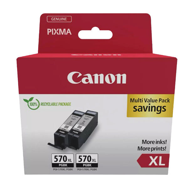 CANON - 0318C010AA - Canon - 2 Serbatoi inchiostro - Nero - 0318C001 - 22,4ml - CANPGI5702XLBK - Conf. da 1 Pz.