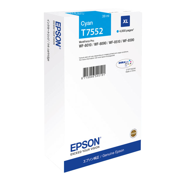 EPSON - C13T75524N - Epson - Tanica - Ciano - T7552 - C13T75524N - 39ml - EPST75524N - Conf. da 1 Pz.