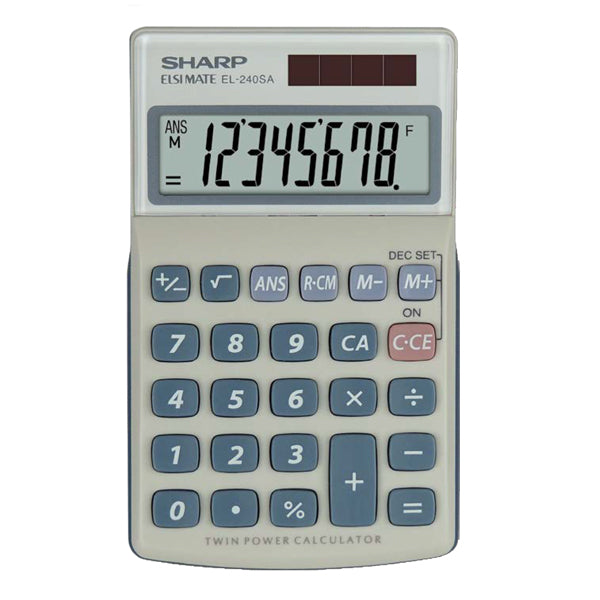SHARP - EL240SAB - Sharp - Calcolatrice tascabile - EL240SAB Bianco-Grigio - 8 cifre - SHAEL240SAB - Conf. da 1 Pz.