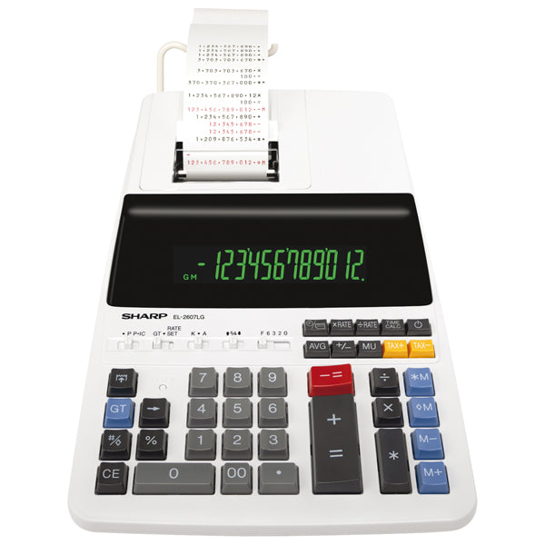SHARP - SH-EL2607LG - Calcolatrice scrivente - 12 cifre - 2 colori di stampa - Sharp - SHAEL2607LG - Conf. da 1 Pz.