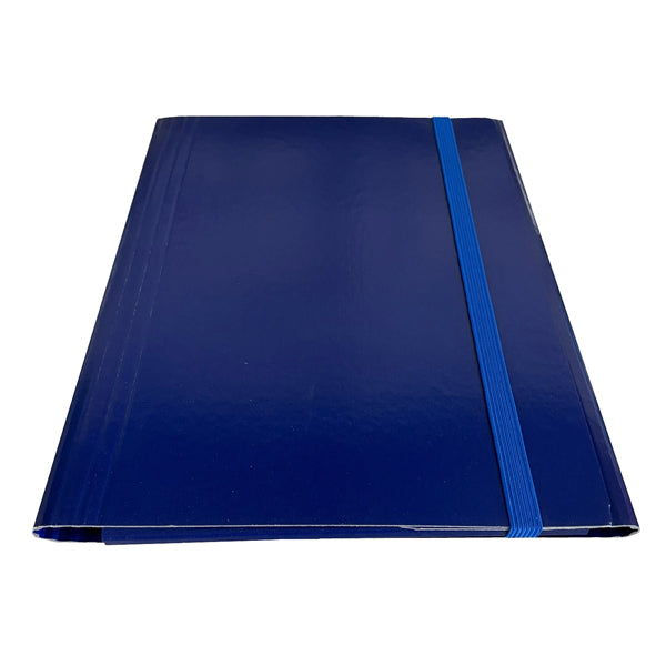 STARLINE - CP7BL-STL5400 - Cartella 3 lembi con elastico piatto - A4 - dorso variabile - blu - Starline - STL5400 - Conf. da 5 Pz.