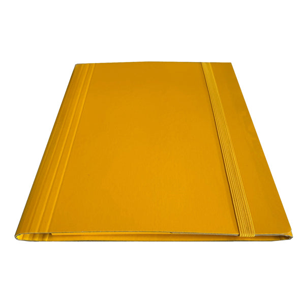 STARLINE - CP7GI-STL5403 - Cartella 3 lembi con elastico piatto - A4 - dorso variabile - giallo - Starline - STL5403 - Conf. da 5 Pz.