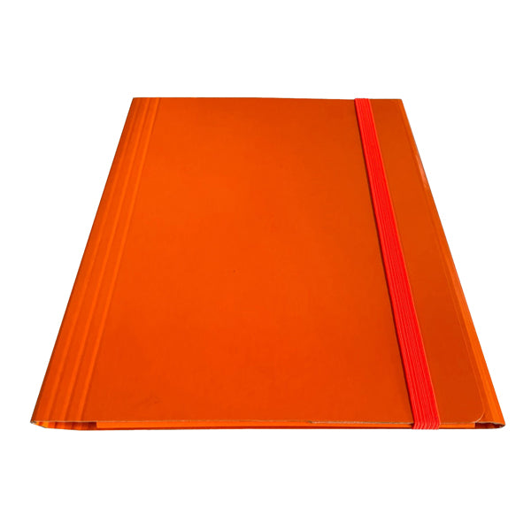 STARLINE - CP7AR-STL5404 - Cartella 3 lembi con elastico piatto - A4 - dorso variabile - arancio - Starline - STL5404 - Conf. da 5 Pz.