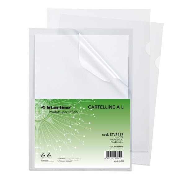 STARLINE - XXX - Cartellina a L Top - liscio - 22 x 30 cm - trasparente - Starline - conf. 50 pezzi - STL7417 - Conf. da 1 Pz.