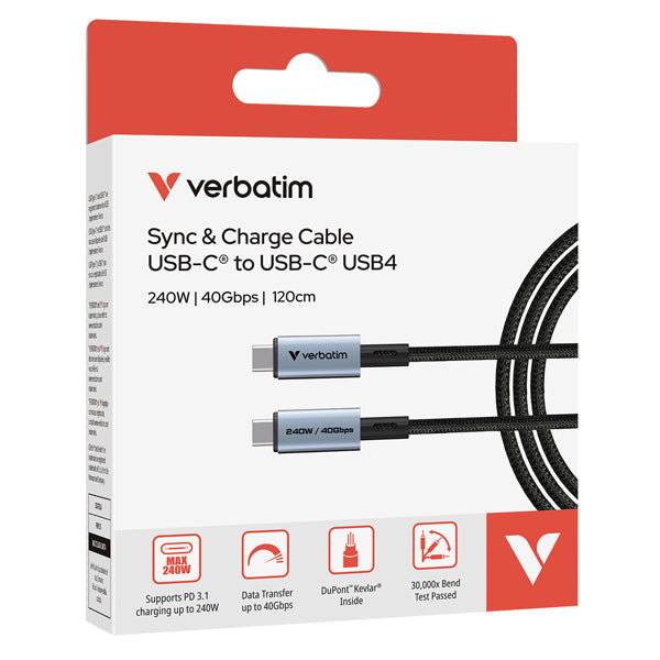 VERBATIM - 31847 - Verbatim - Cavo USB-C a USB-C_240W_40Gbps - 31847 - 120cm - VERB31847 - Conf. da 1 Pz.