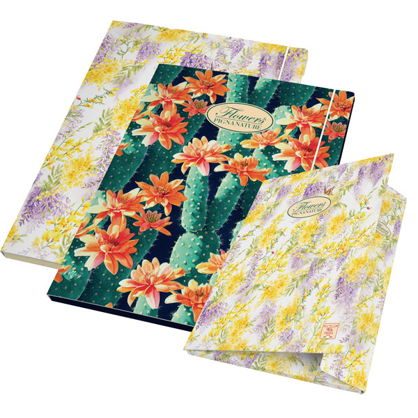 PIGNA - 02303643L - Cartella con elastico Nature Flowers - 26 X 35,5 x 1,2 cm - 3lembi - Pigna - 100054 - Conf. da 6 Pz.